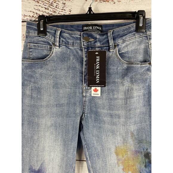 Frank Lyman Jeans Women's Small Floral High Rise Skinny Stretch Blue 237107U - Picture 3 of 10